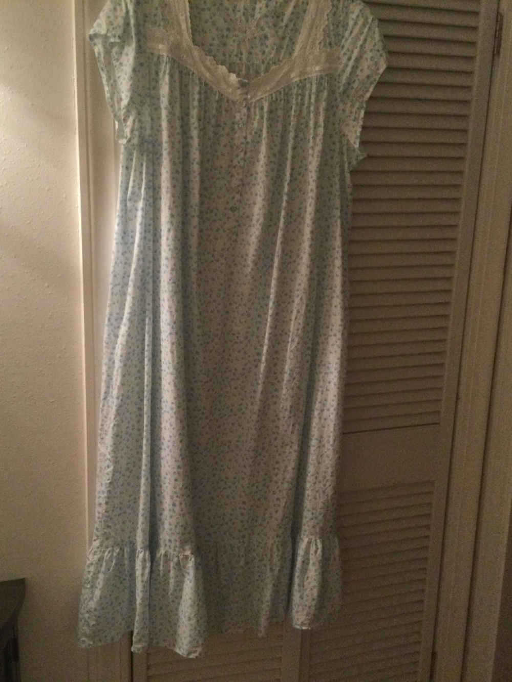 Alexander Del Rosa Turquoise Blue Ditsy Print Nightgown L/Xl